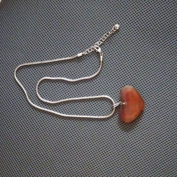 Brighton Amber and Silver Heart Wheat Chain Necklace - Picture 6 of 12